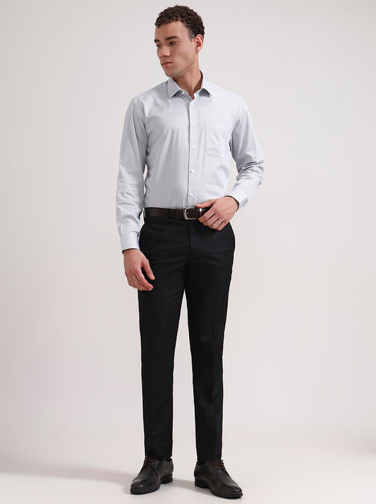 Black Solid Slim Fit Formal Trouser | Greenfibre