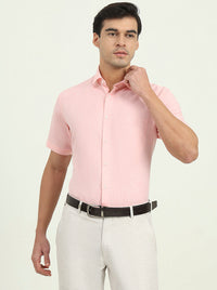 Light Pink Solid Regular Fit Formal Shirt | Greenfibre