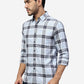 Light Blue Checked Slim Fit Casual Shirt | Greenfibre