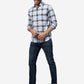 Light Blue Checked Slim Fit Casual Shirt | Greenfibre