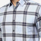 Light Blue Checked Slim Fit Casual Shirt | Greenfibre