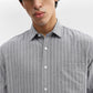 Grey Striped Smart Fit Semi Casual Shirt | Greenfibre