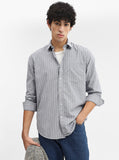 Grey Striped Smart Fit Semi Casual Shirt | Greenfibre