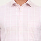 Pink & White Checked Regular Fit Formal Shirt | Greenfibre