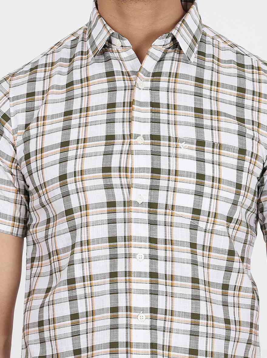 Green Checked Slim Fit Casual Shirt | Greenfibre