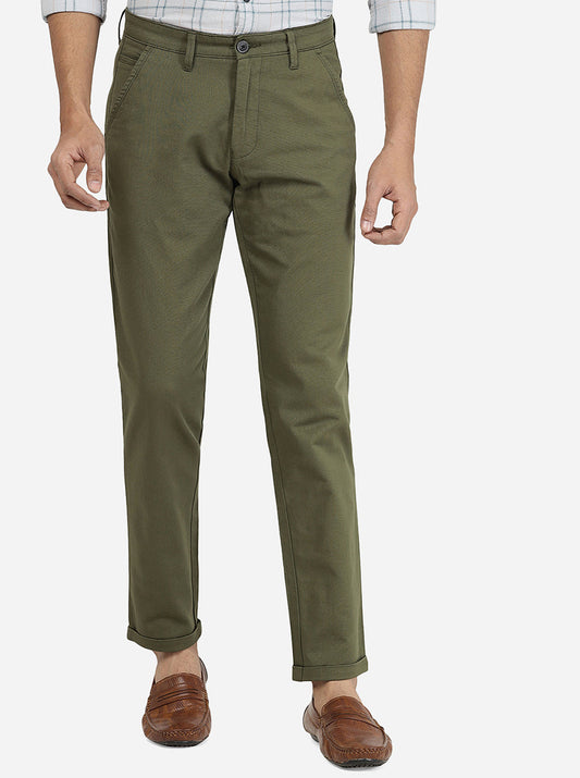 Pista Green Solid Neo Fit Casual Trouser | Greenfibre
