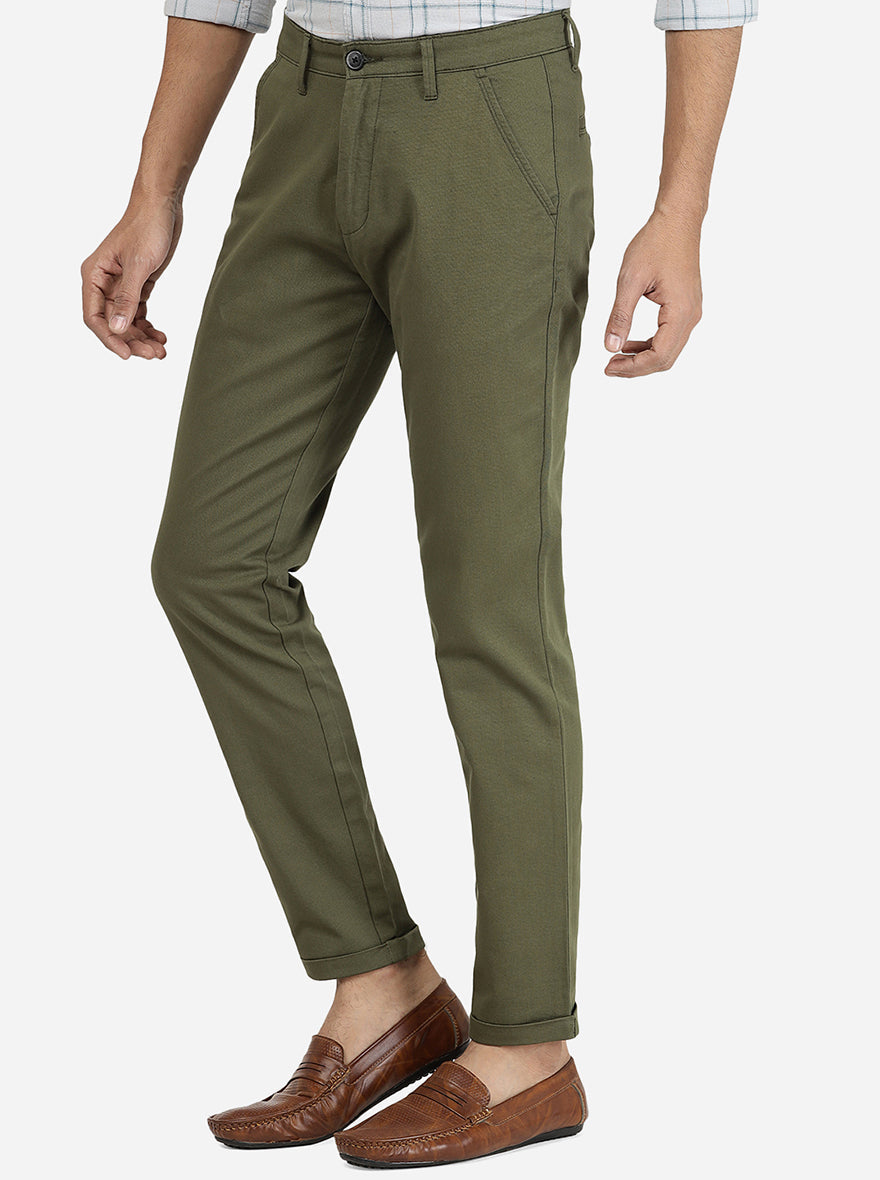 Pista Green Solid Neo Fit Casual Trouser | Greenfibre