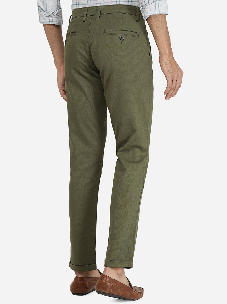 Pista Green Solid Neo Fit Casual Trouser | Greenfibre