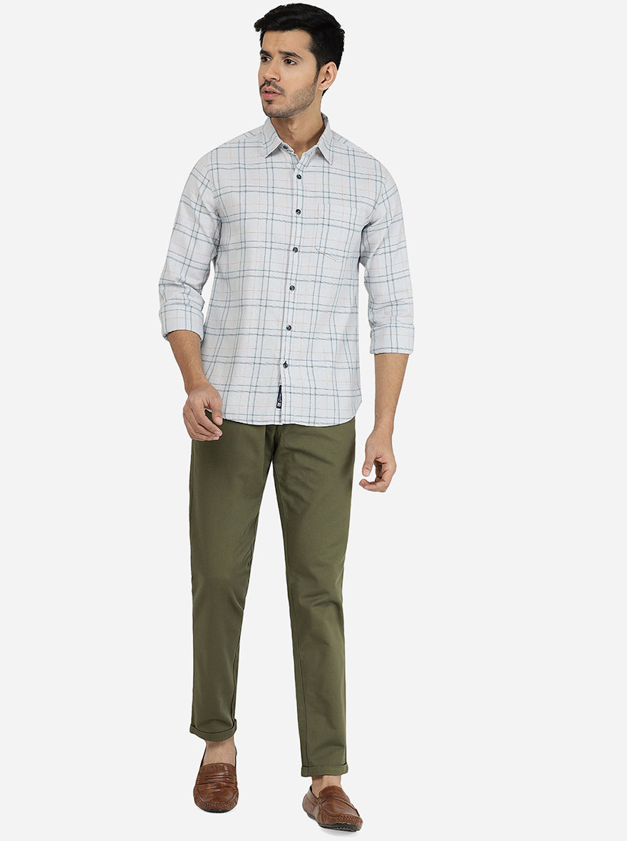 Pista Green Solid Neo Fit Casual Trouser | Greenfibre