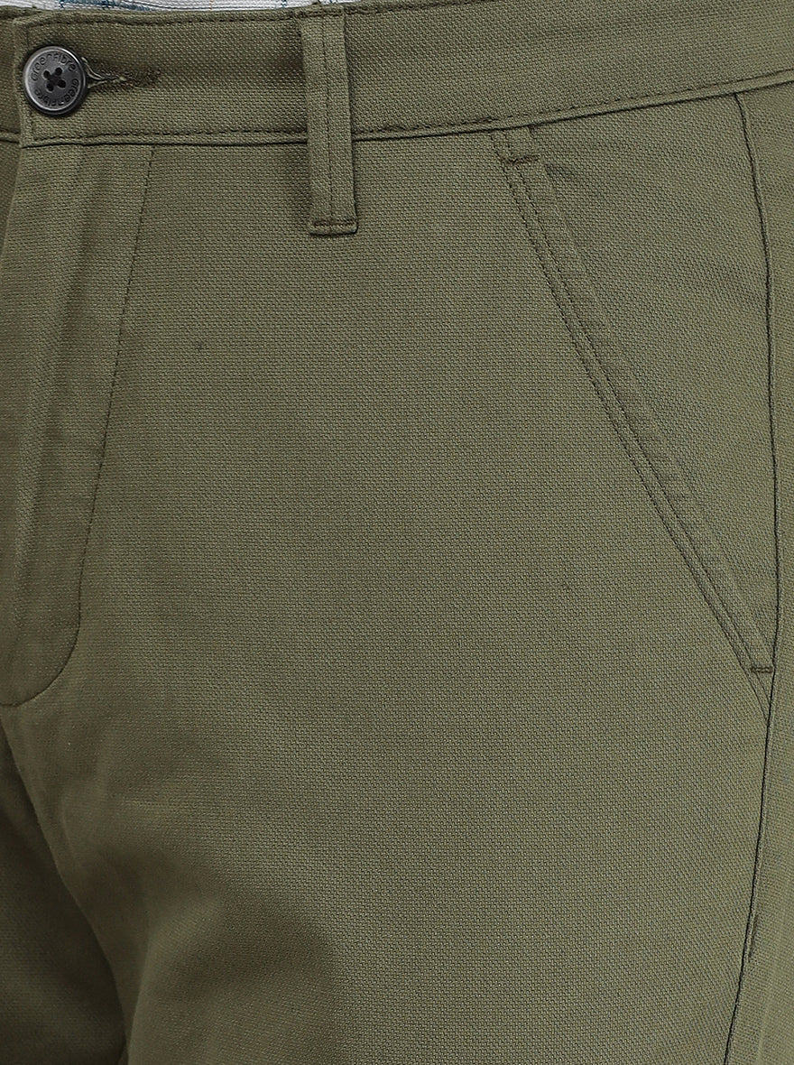 Pista Green Solid Neo Fit Casual Trouser | Greenfibre