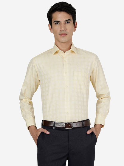 Yellow Checked Slim Fit Formal Shirt | Greenfibre