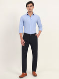 Navy Blue Solid Neo Fit Casual Trouser | Greenfibre