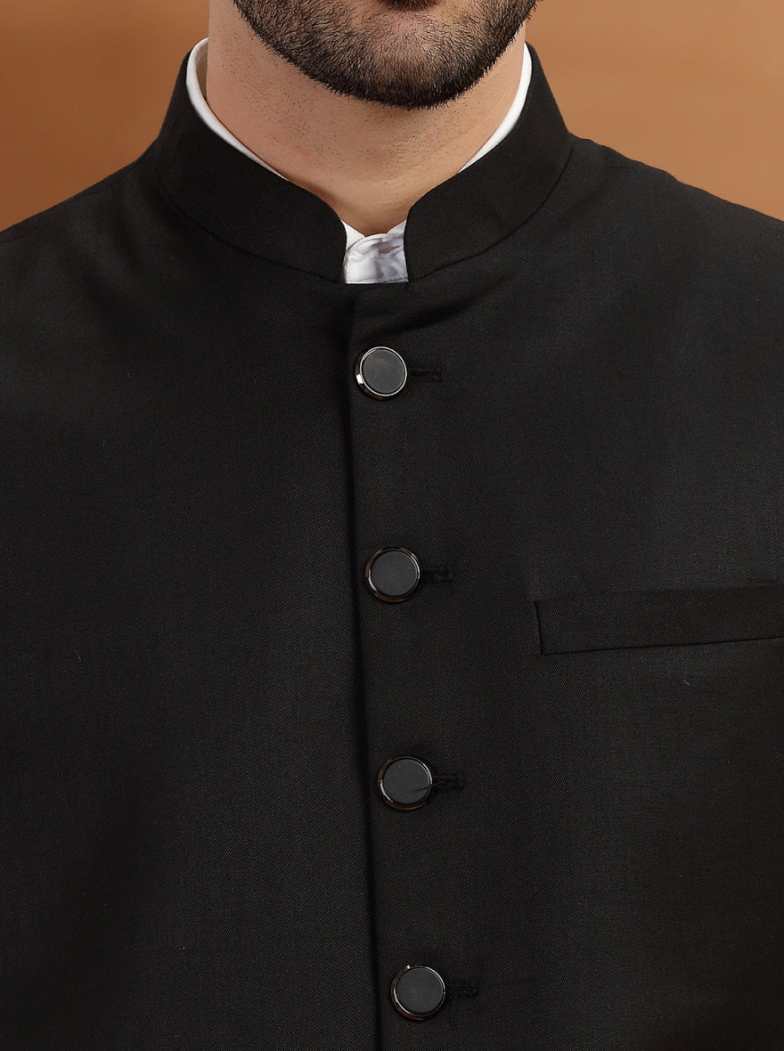 Black Printed Waist Coat | Greenfibre