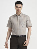 Brown Checked Regular Fit Formal Shirt | Greenfibre