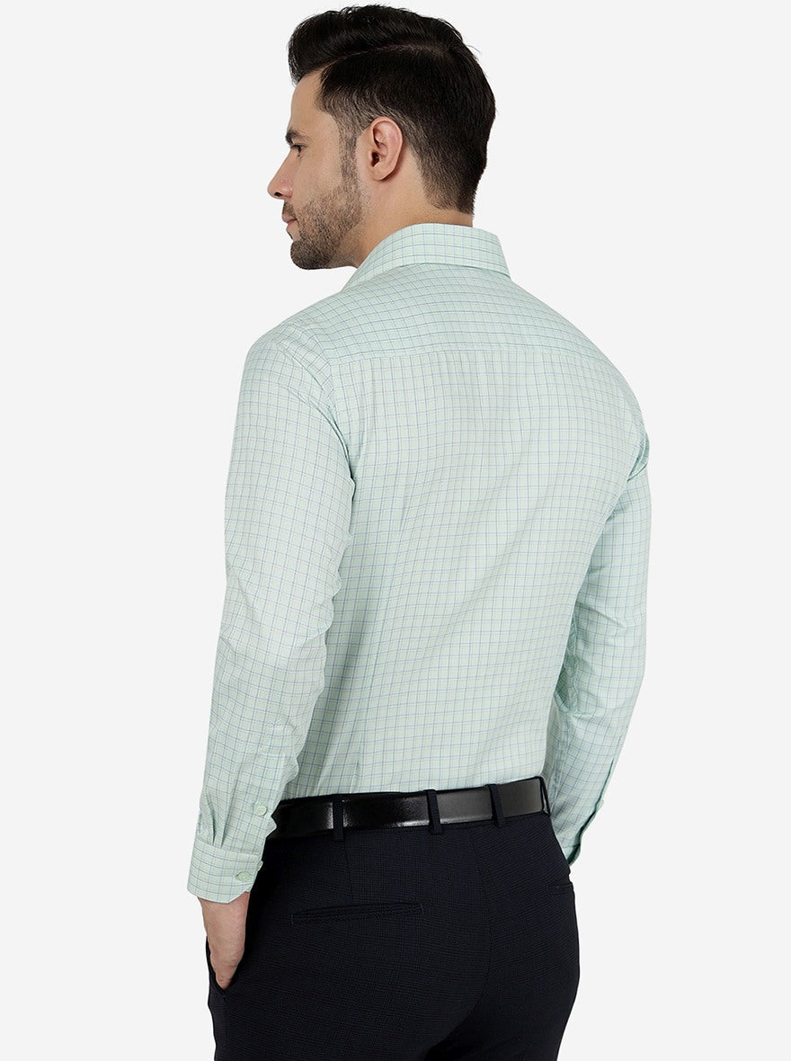 Green Checked Slim Fit Formal Shirt | Greenfibre
