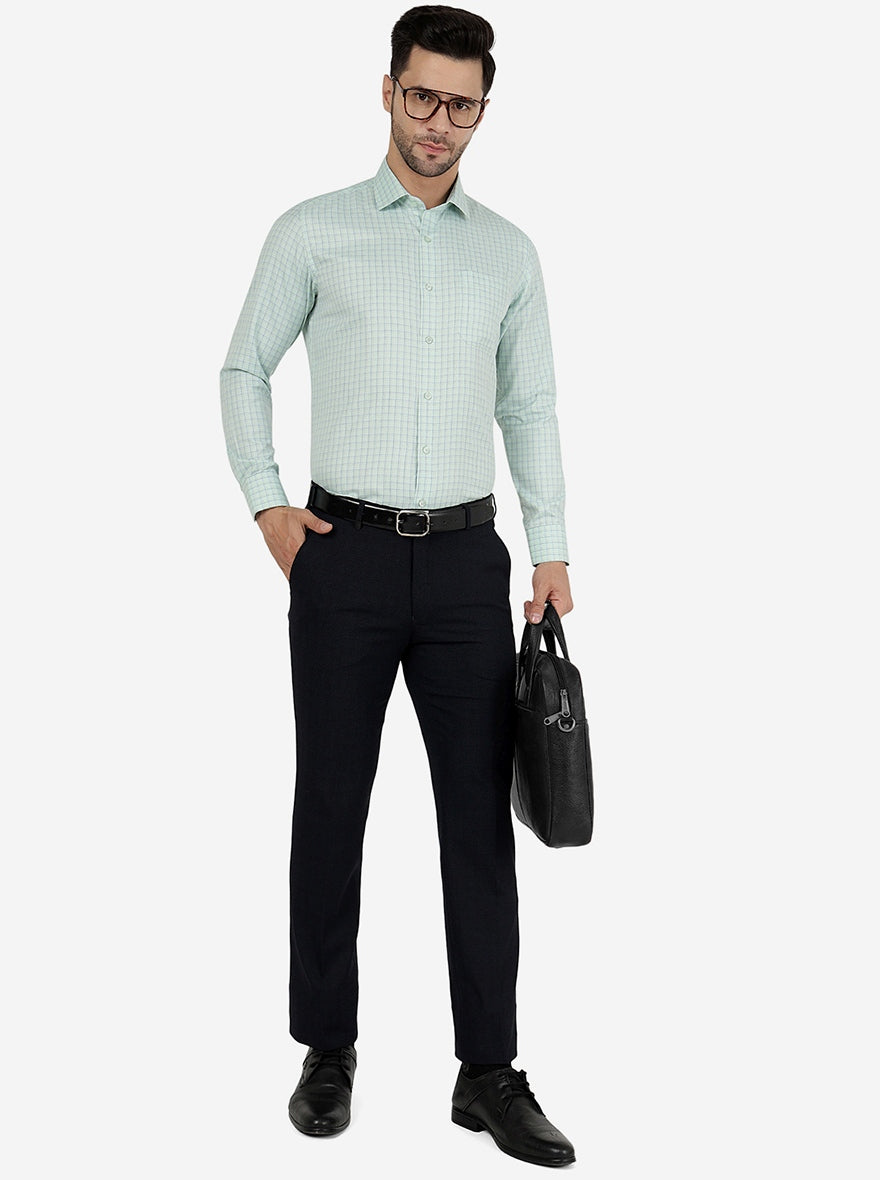 Green Checked Slim Fit Formal Shirt | Greenfibre