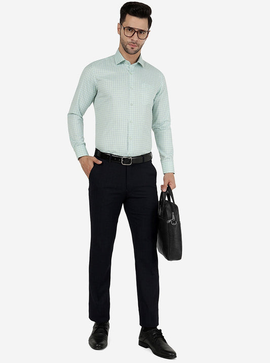 Green Checked Slim Fit Formal Shirt | Greenfibre