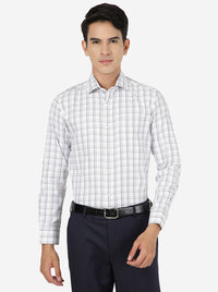 White & Blue Checked Slim fit Formal Shirt | Greenfibre