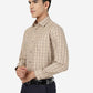 Khaki Checked Slim fit Formal Shirt | Greenfibre