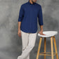 Navy Blue Printed Smart Fit Semi Casual Shirt | GreenFibre