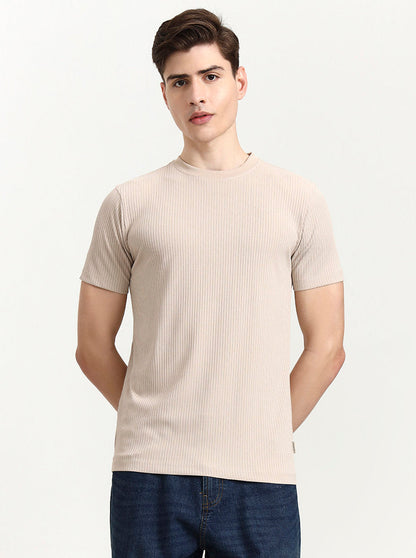 Fawn Striped Slim Fit T-Shirt | Greenfibre