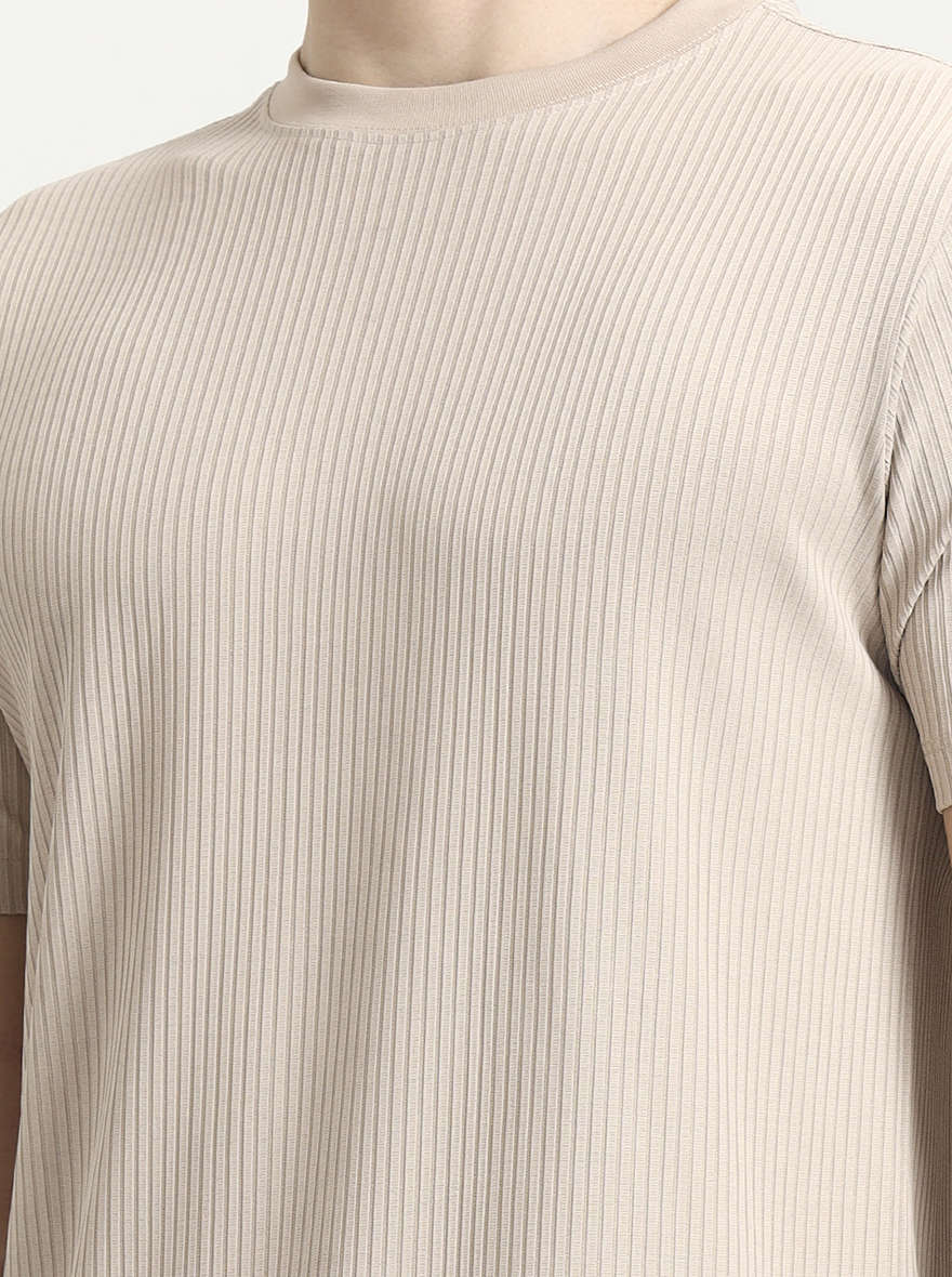 Fawn Striped Slim Fit T-Shirt | Greenfibre