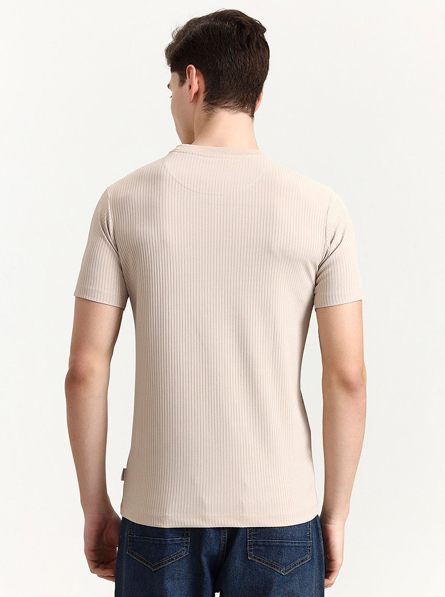 Fawn Striped Slim Fit T-Shirt | Greenfibre