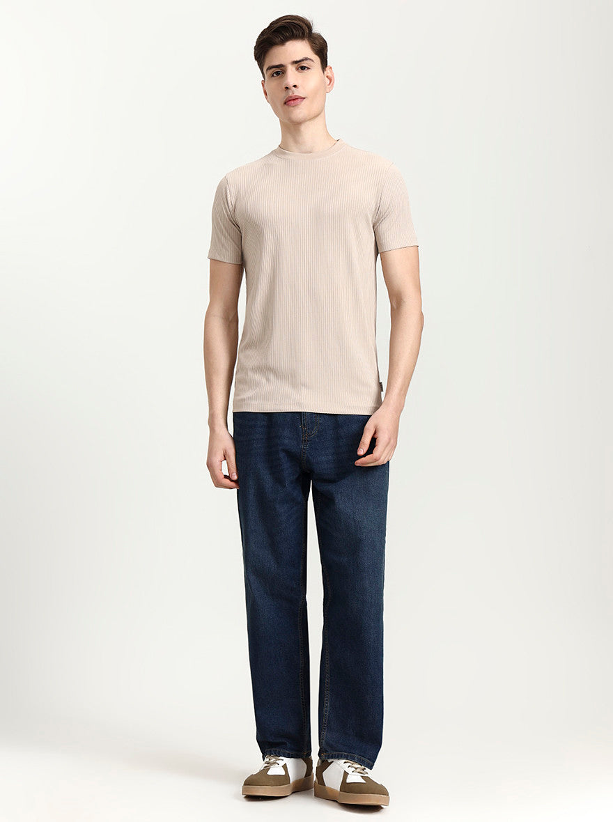 Fawn Striped Slim Fit T-Shirt | Greenfibre