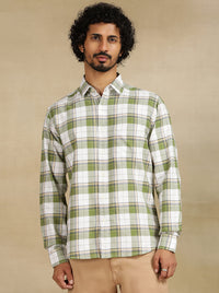 Green Checked Slim Fit Casual Shirt | Greenfibre