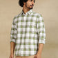Green Checked Slim Fit Casual Shirt | Greenfibre
