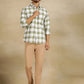 Green Checked Slim Fit Casual Shirt | Greenfibre