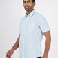 Light Blue Printed Smart Fit Semi Casual Shirt | Greenfibre