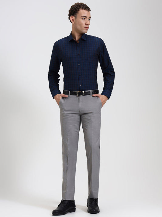 Blue Checked Regular Fit Formal Shirt | Greenfibre