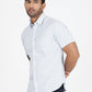 Light Blue Printed Slim Fit Casual Shirt | Greenfibre