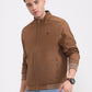 Khaki & Grey Solid Slim Fit Winter Jacket | Greenfibre