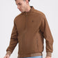 Khaki & Grey Solid Slim Fit Winter Jacket | Greenfibre