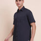 Charcoal Blue Solid Smart Fit Semi Casual Shirt | Greenfibre