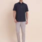 Charcoal Blue Solid Smart Fit Semi Casual Shirt | Greenfibre