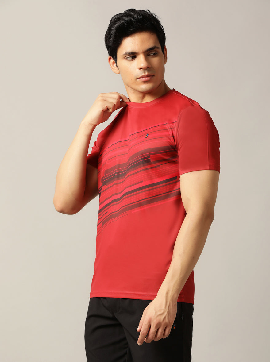 Red Printed Slim Fit T-Shirt | Jade Play