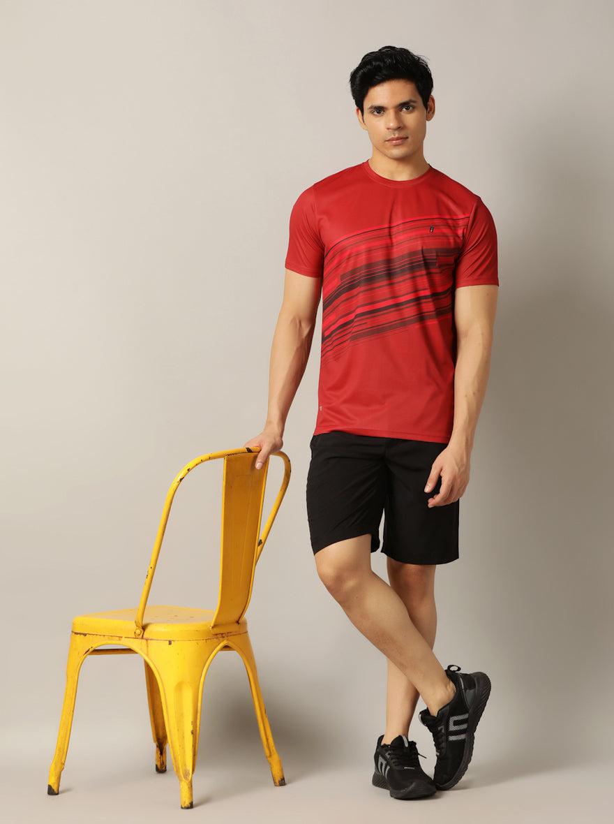 Red Printed Slim Fit T-Shirt | Jade Play