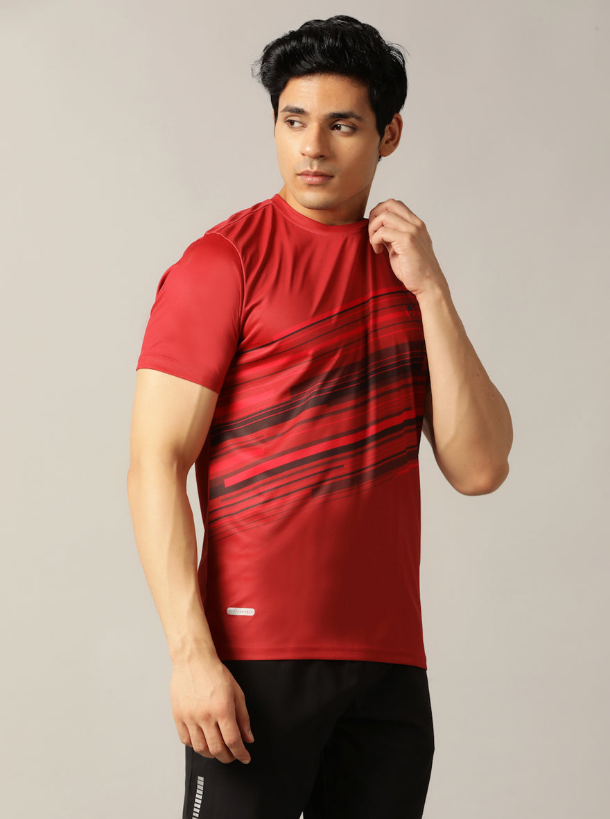 Red Printed Slim Fit T-Shirt | Jade Play