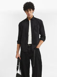 Black Solid Slim Fit Casual Shirt | Greenfibre