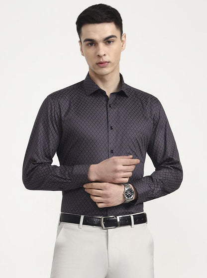 Purple Printed Slim Fit Formal Shirt | Greenfibre