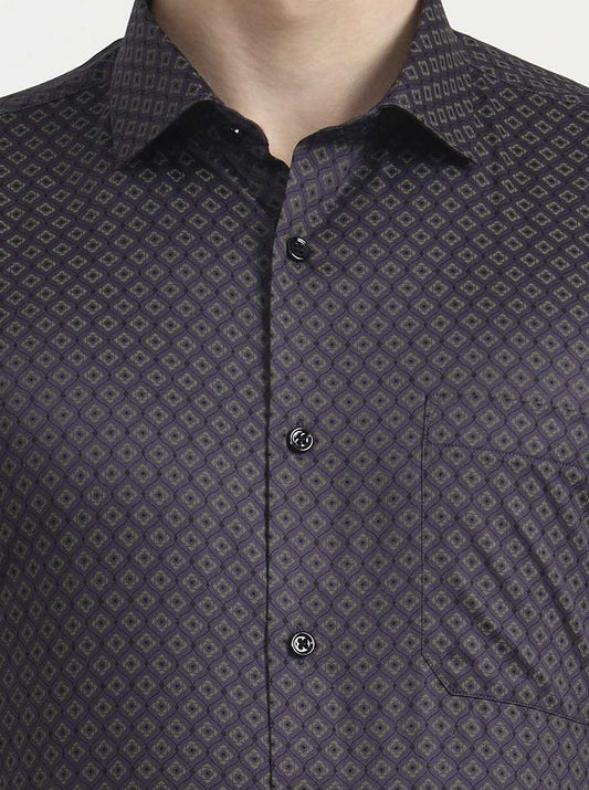 Purple Printed Slim Fit Formal Shirt | Greenfibre