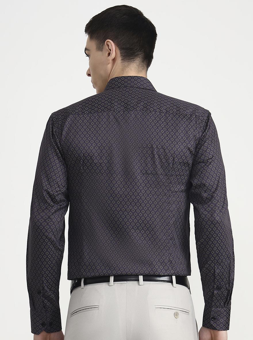 Purple Printed Slim Fit Formal Shirt | Greenfibre
