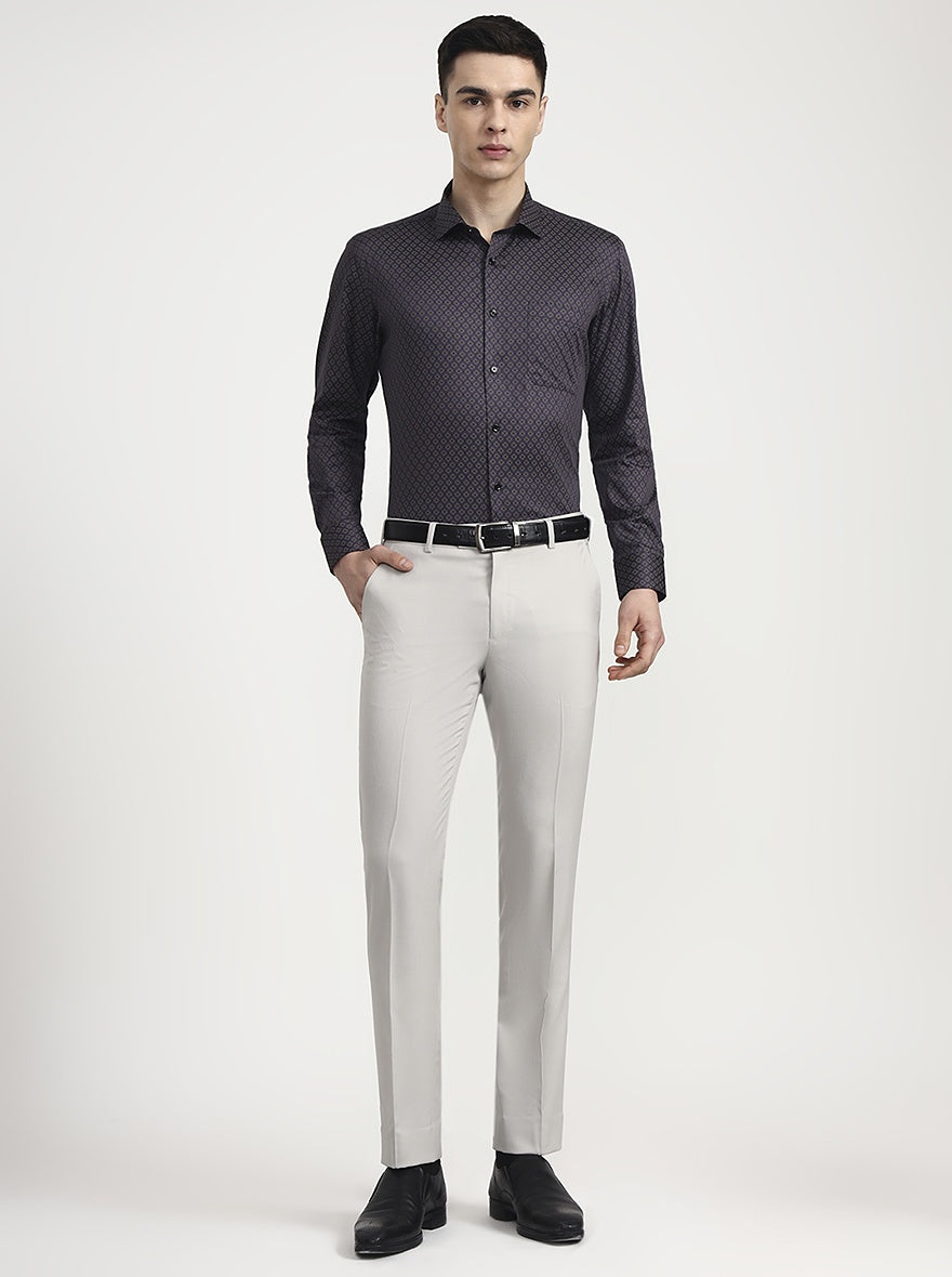 Purple Printed Slim Fit Formal Shirt | Greenfibre