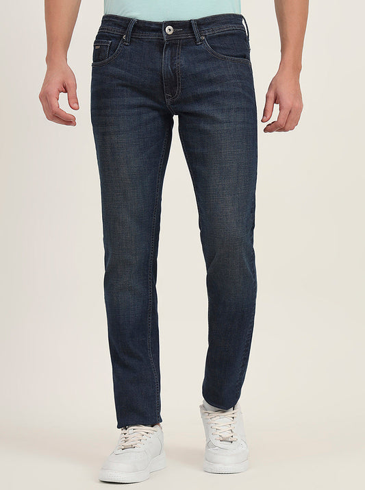 Dark Blue Washed Slim Fit Jeans | Greenfibre