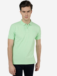 Light Green Solid Slim Fit Polo T-Shirt | Greenfibre