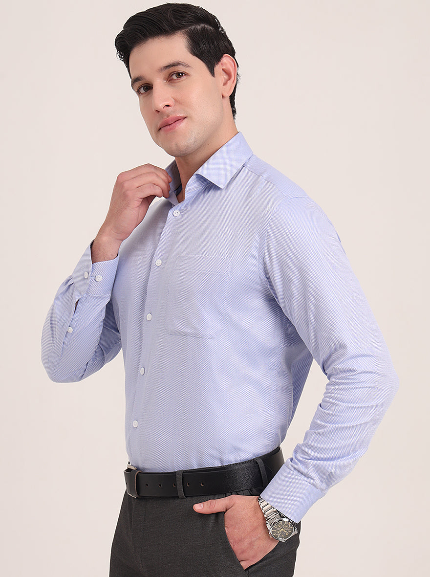 Light Blue Solid Slim Fit Formal Shirt | Metal