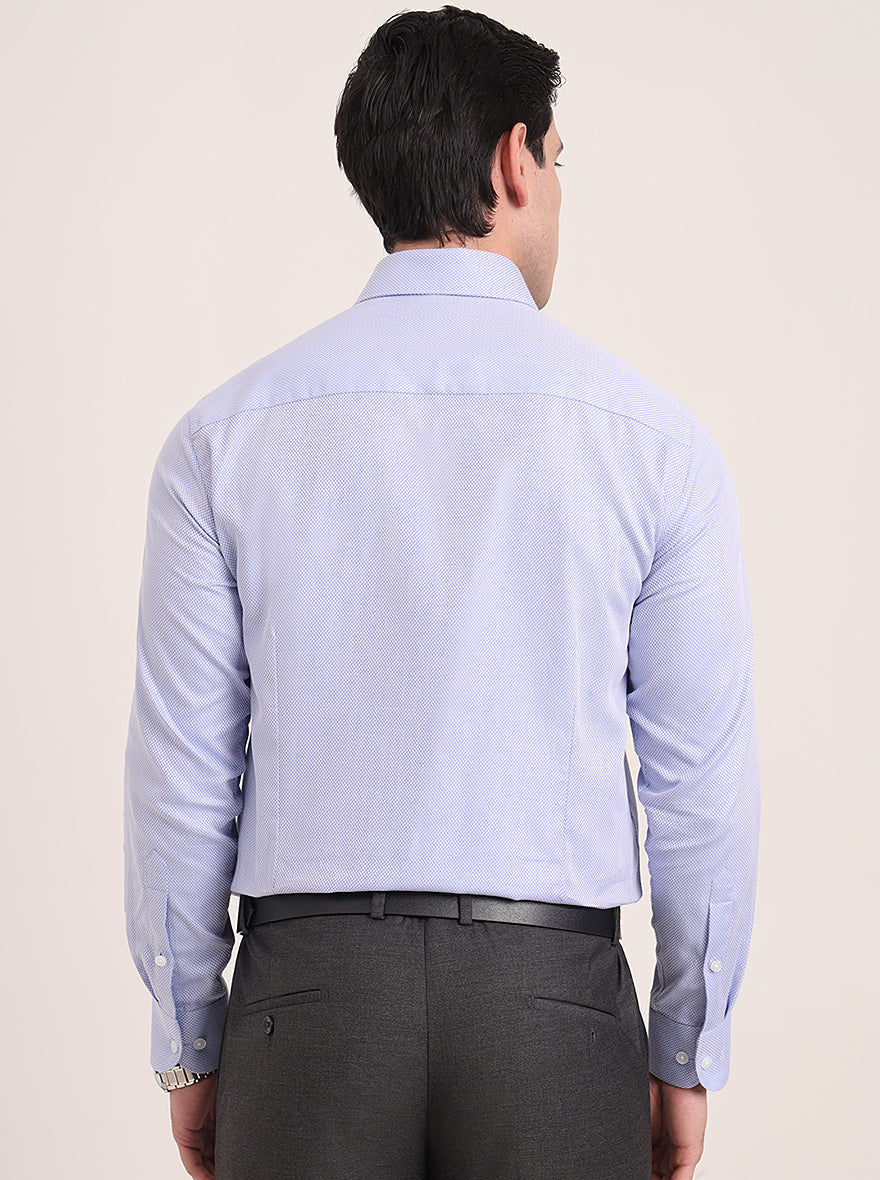 Light Blue Solid Slim Fit Formal Shirt | Metal